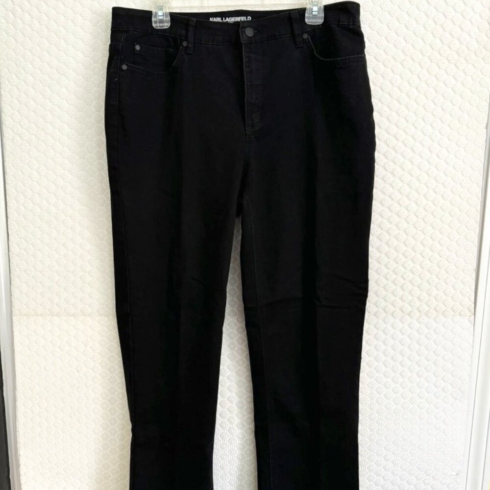 KARL LAGERFELD Paris Black Jeans -Straight Leg, Stretch Denim-Size 14 EUC